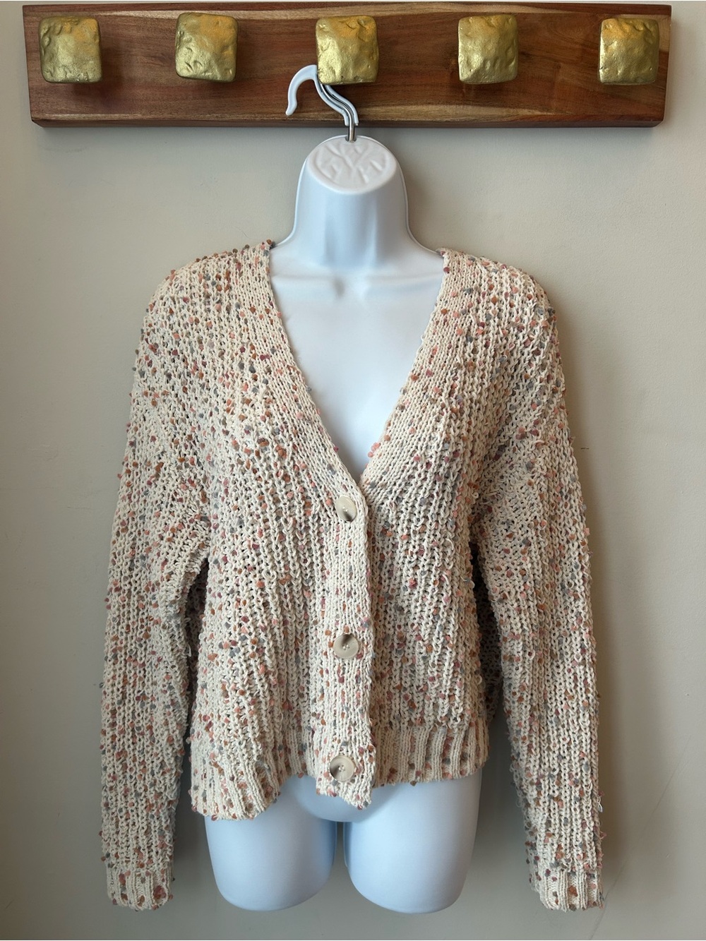 Moon & Madison Confetti Knit Cardigan Cozy Cottagecore Grandma Core L